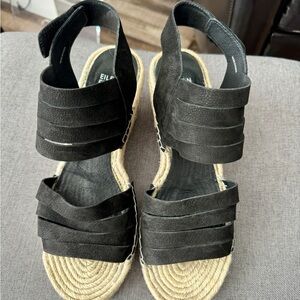 Eileen Fisher Largo Espadrille Sandals NEW. 9.5 black nubuck.